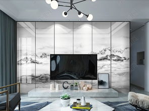 新中式山水水墨石紋大理石背景墻 設計美學與實用素材